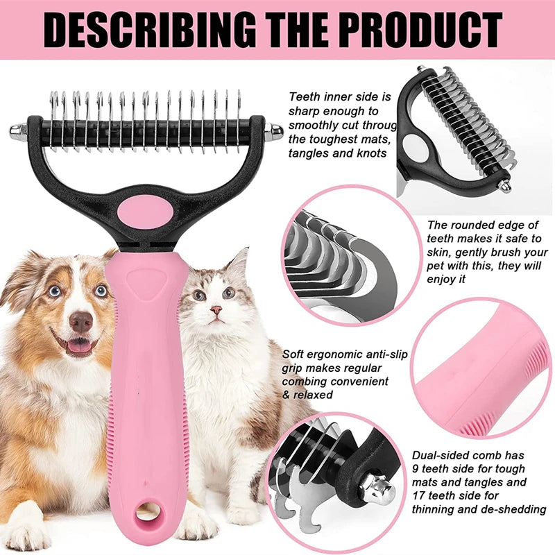 All-in-One Dog & Cat Hair Remover Brush – Grooming Comb for Long, Short & Curly Hair