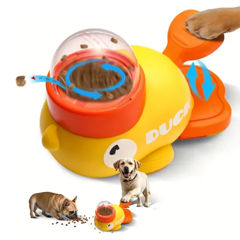 Yellow Duck-Shaped Interactive Treat Dispenser – Slow Feeder & Puzzle Toy for Cats & Dogs