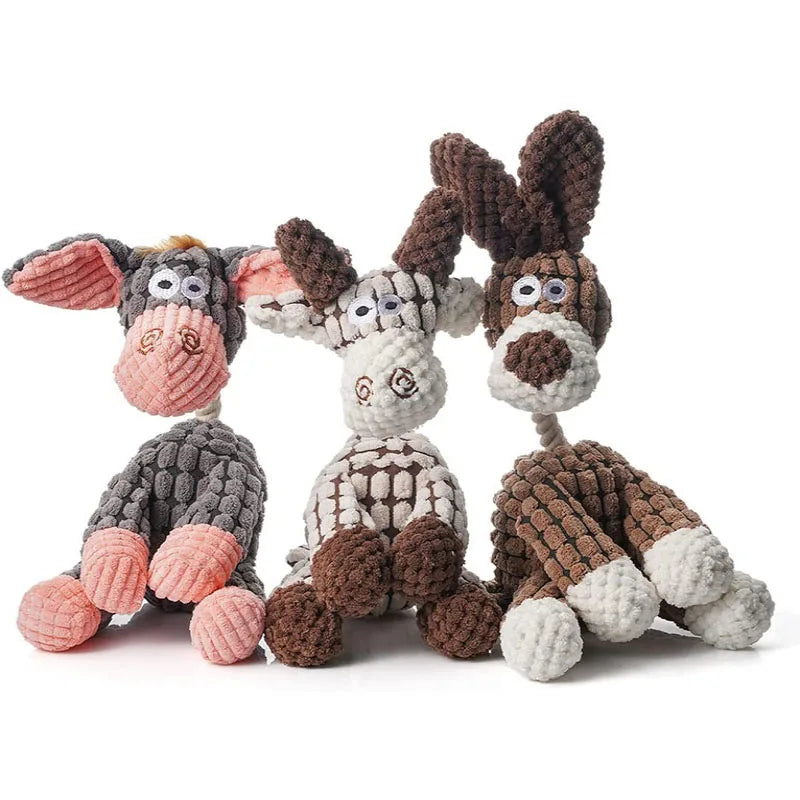 Donkey-Shaped Plush Squeaky Dog Toy – Durable Bite-Resistant Chew & Training Toy for Small and Large Dogs