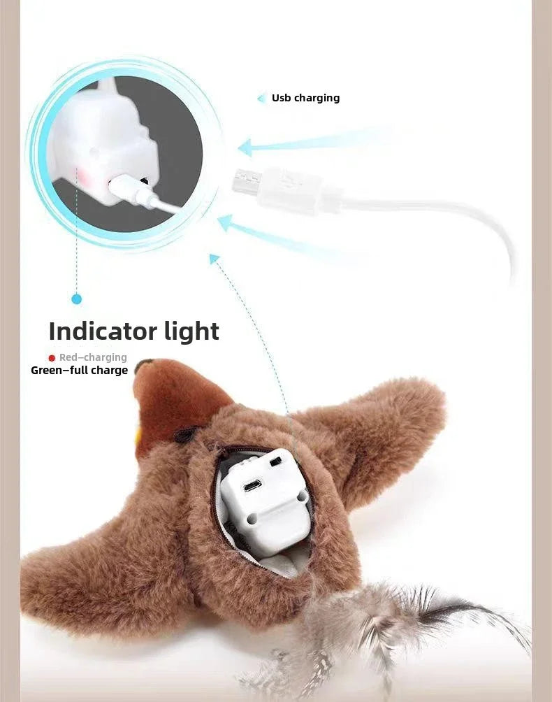 🐦 Hot Cat Interactive Electric Bird Toy – USB Rechargeable with Catnip