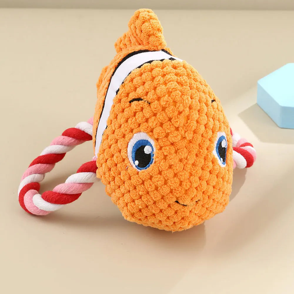 Bite-Resistant Squeaky Dog Plush Toy – Shark, Turtle, Fish Chew Toys for Puppies and Dogs