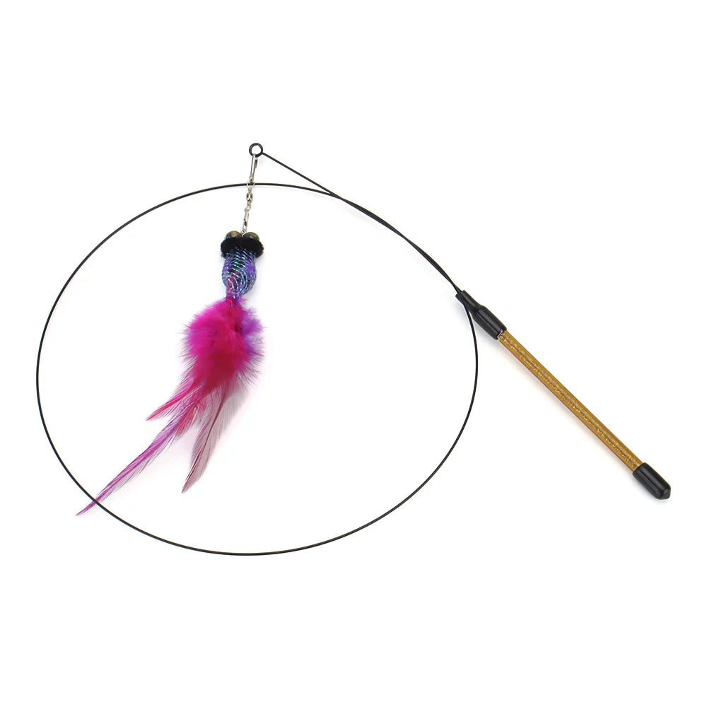 5pcs Simulation Insect & Goldfish Cat Teaser Sticks – Long Tail Training Pet Toy