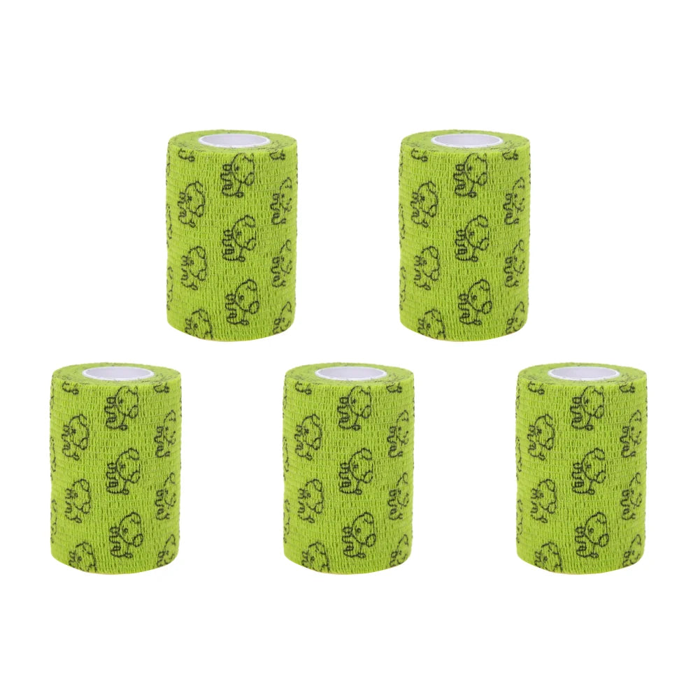 5Pcs Self-Adhesive Bandage Wrap for Dogs – Elastic First Aid Pet Leg Protector, Vet Tape Wrap (Green)