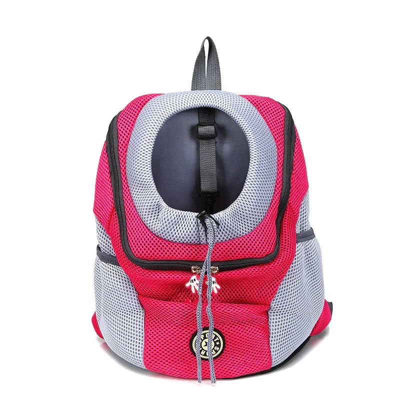 Double Shoulder Pet Carrier Backpack – Portable Mesh Dog Travel Bag for Outdoor Adventures