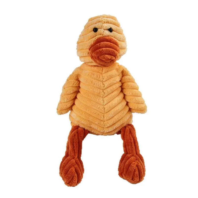 Plush Animal Squeaky Dog Toy – Bite Resistant Corduroy Chew Toy for Small & Large Dogs, Puppy Training Toy