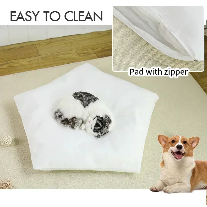 Pet Teepee Tent with Cushion – Washable Portable Indoor Dog & Cat House with Blackboard
