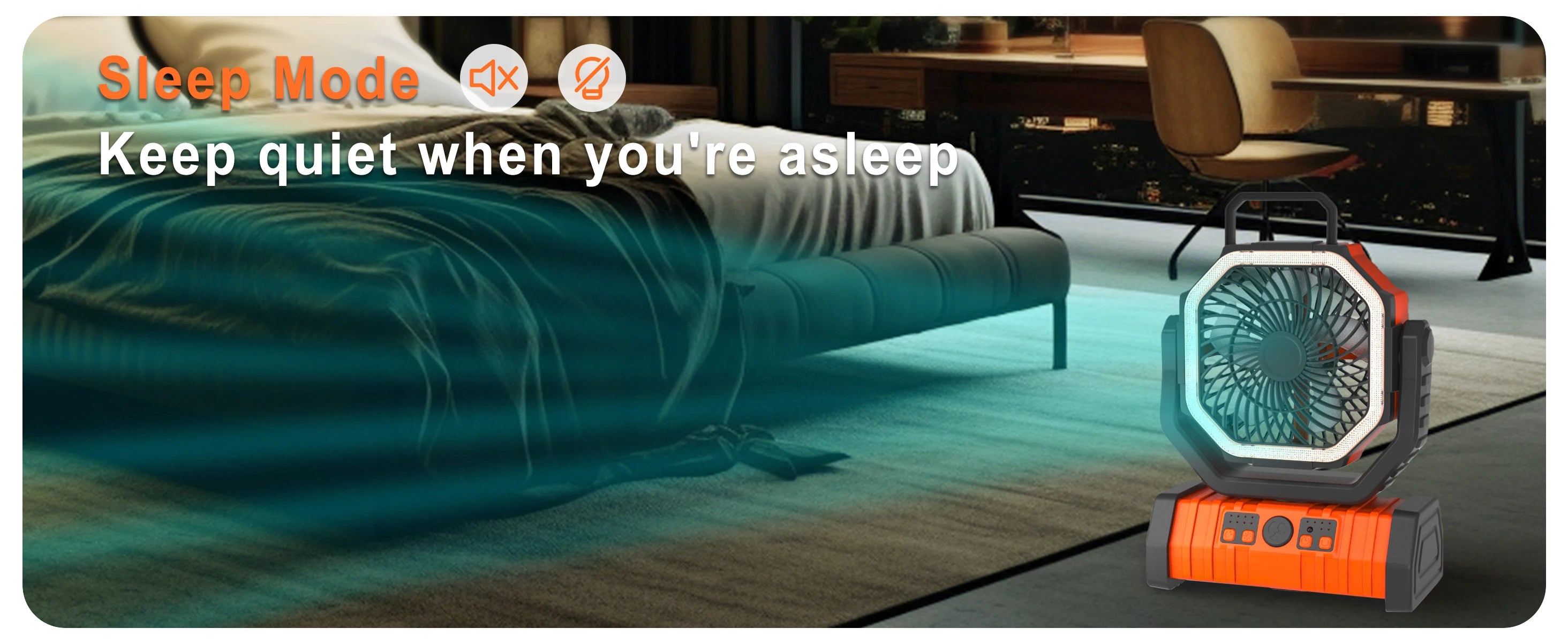 🌬️ 20000mAh / 10000mAh USB Rechargeable Camping Fan – Portable Wireless Air Circulator with Hook & 270° Head Rotation