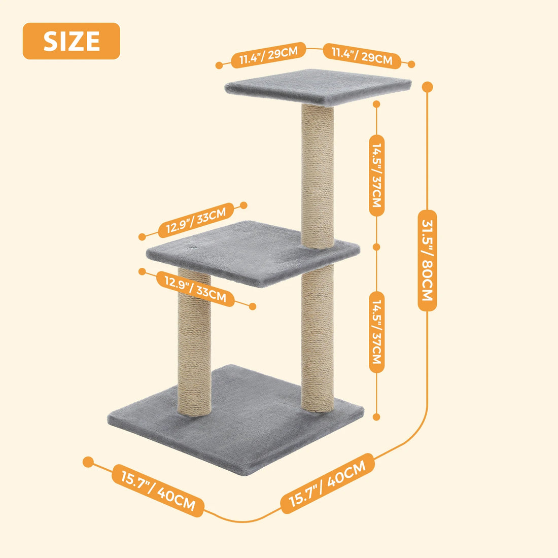 Cat Tree Tower – Scratching Posts, Hammock & Perch