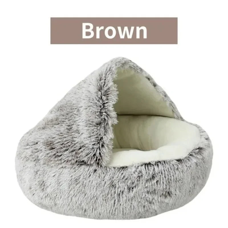 Soft Plush Round Cat Bed – Warm, Cozy Winter Nest for Cats & Small Dogs