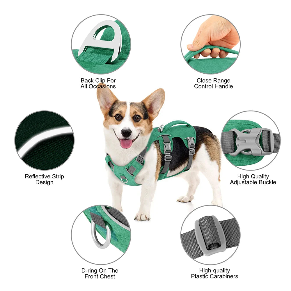 🐶 Escape-Proof Reflective Dog Harness – Durable Nylon Vest with Handle for Small to Large Dogs