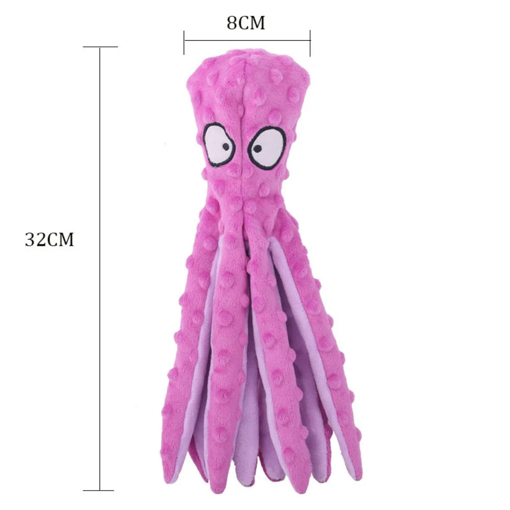 Interactive Plush Octopus Pet Toy – Bite-Resistant Voice Puzzle Toy for Cats & Dogs – Chew & Teeth Cleaning Pet Toy
