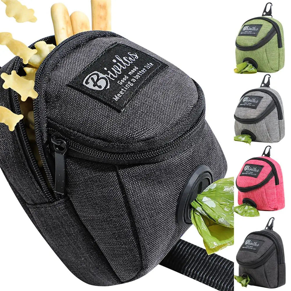 Portable Dog Waste Bag Dispenser with Hook & Treat Pouch – Dog Training Bag & Poop Bag Holder