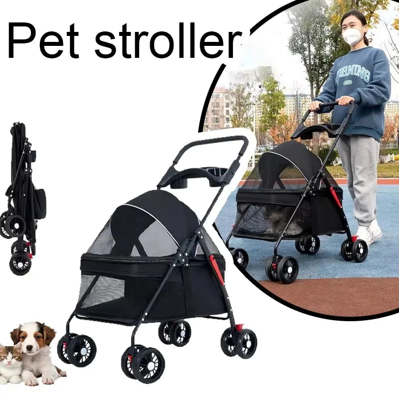 Pet Stroller for Dogs & Cats – Lightweight, Foldable, Travel-Friendly