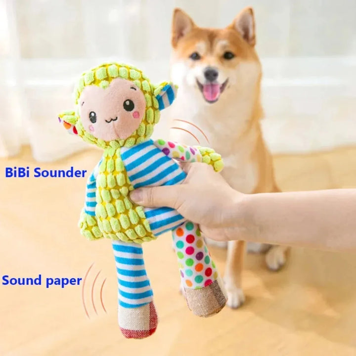 Plush Puzzle Pet Toy – Interactive Bite-Resistant Squeaky Chew Toy for Dogs & Cats, Teeth Cleaning Animal Shape