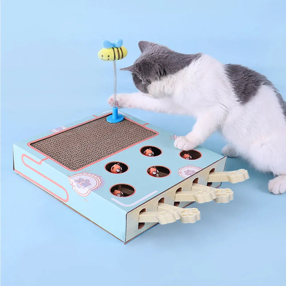 Whack-a-Mole Cat Toy – Interactive Scratching Board & Claw Grinder