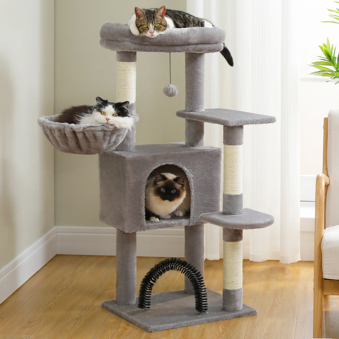 🐾 Cat Tree Tower Condo – Plush Perch, Hammock & Sisal Scratching Posts