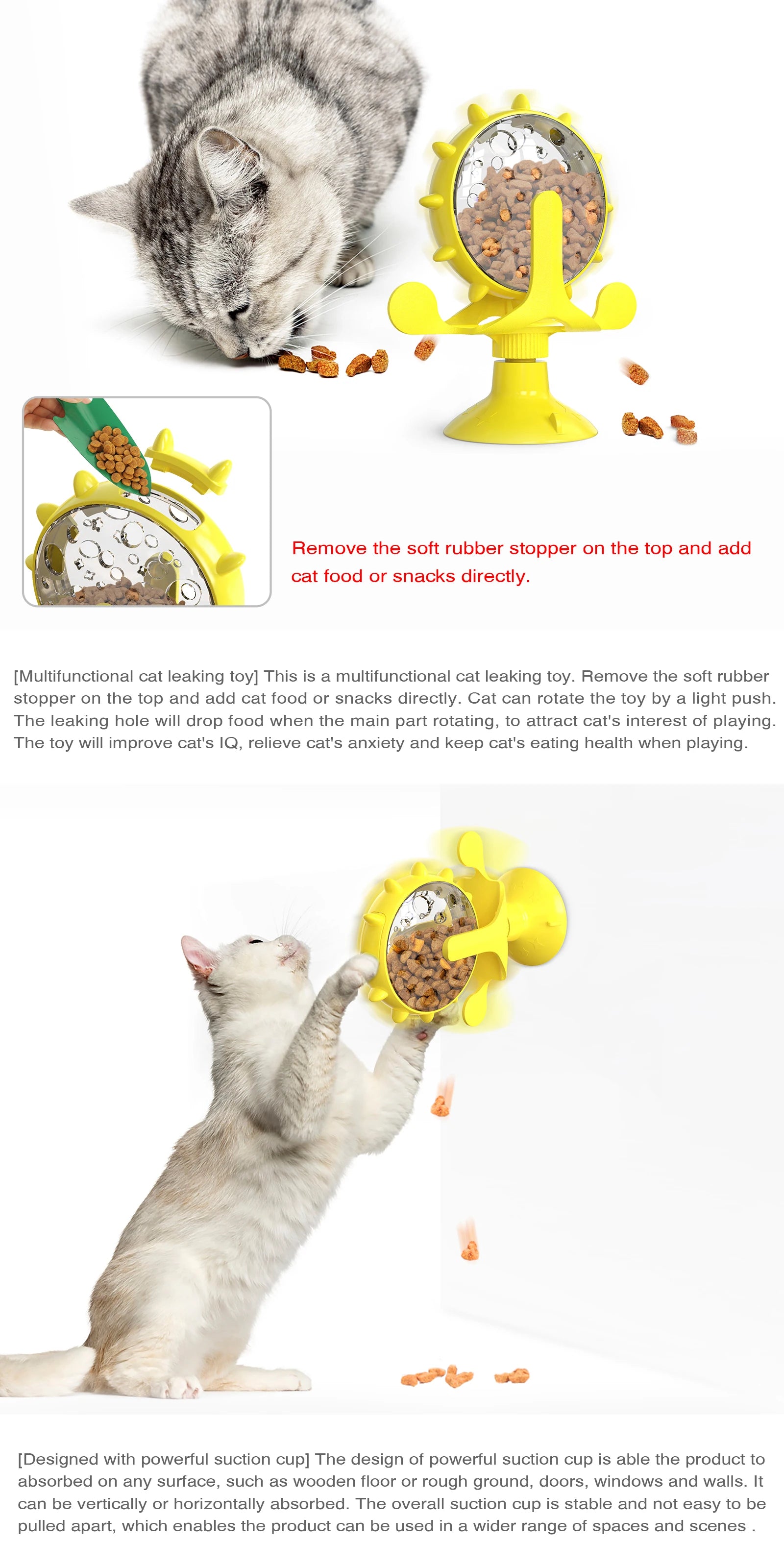 Cat Toy Treat Dispenser with Bell – Interactive Rotatable Wheel Slow Feeder for Kittens & Small Dogs