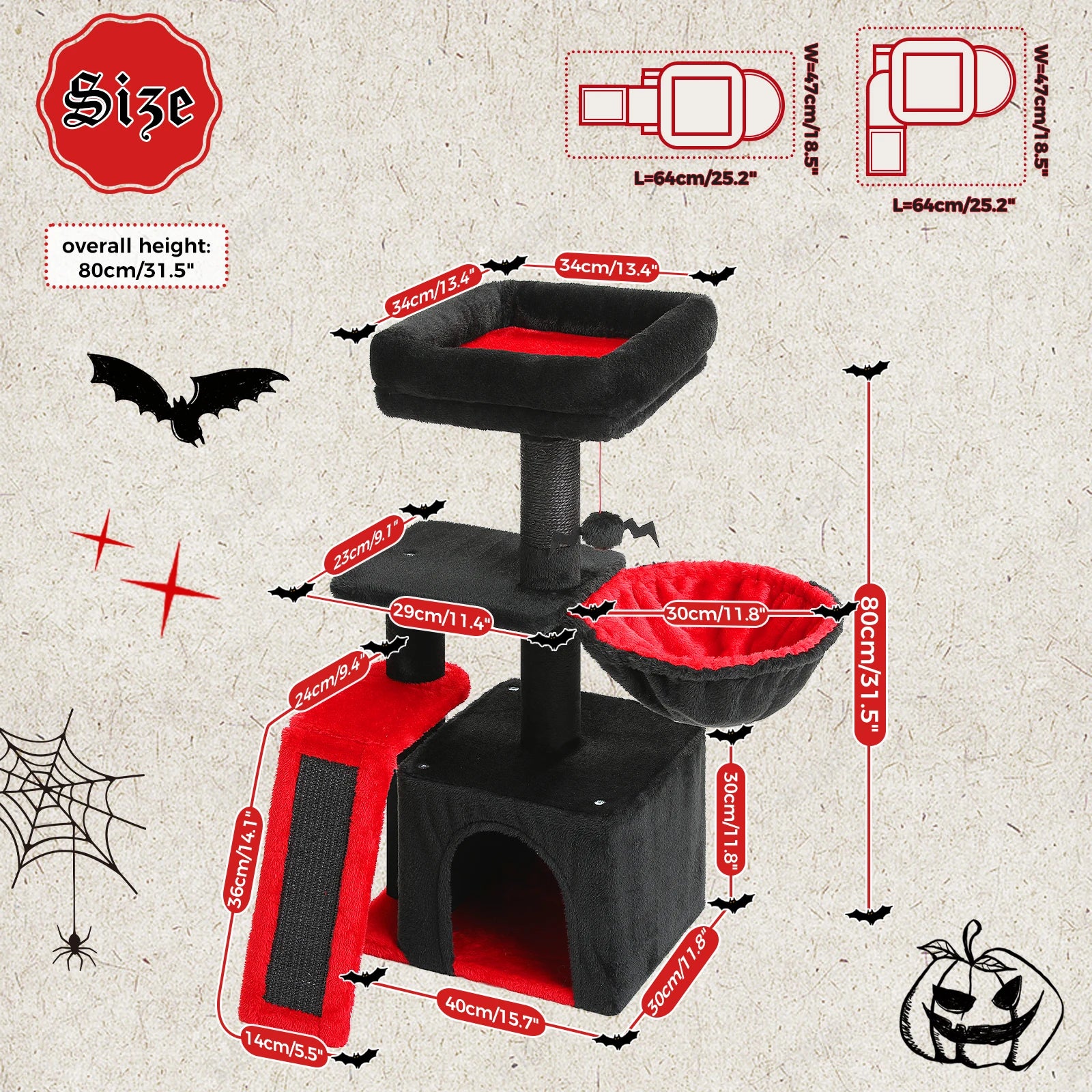 Cat Tree Tower – Scratching Posts, Hammock & Perch