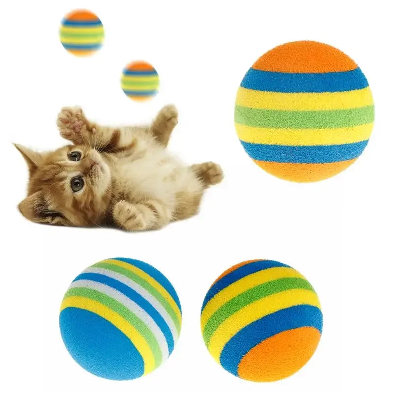 10Pcs Colorful Interactive Cat Toy Balls – Chewing, Rattle & Scratch Foam Balls for Kittens and Cats