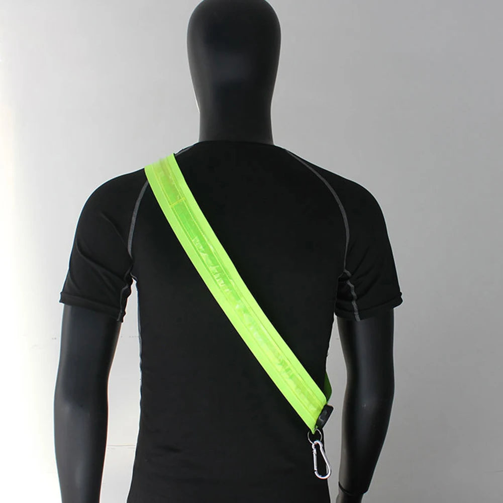 🔦 LED Reflective Running Belt with Illuminated Shoulder Straps – USB Rechargeable Night Safety Gear