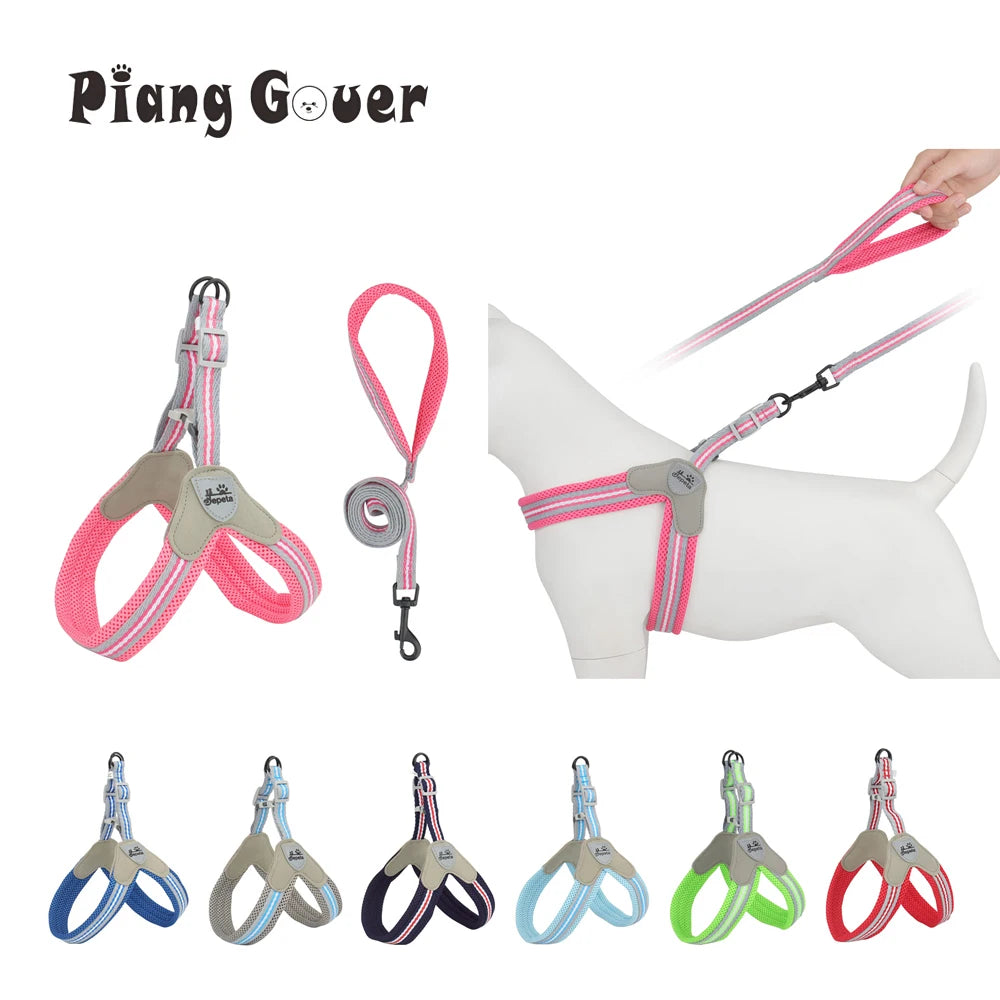 🐾 Vest Style Dog Harness & Leash Set – Adjustable Chest Strap for Small & Medium Dogs