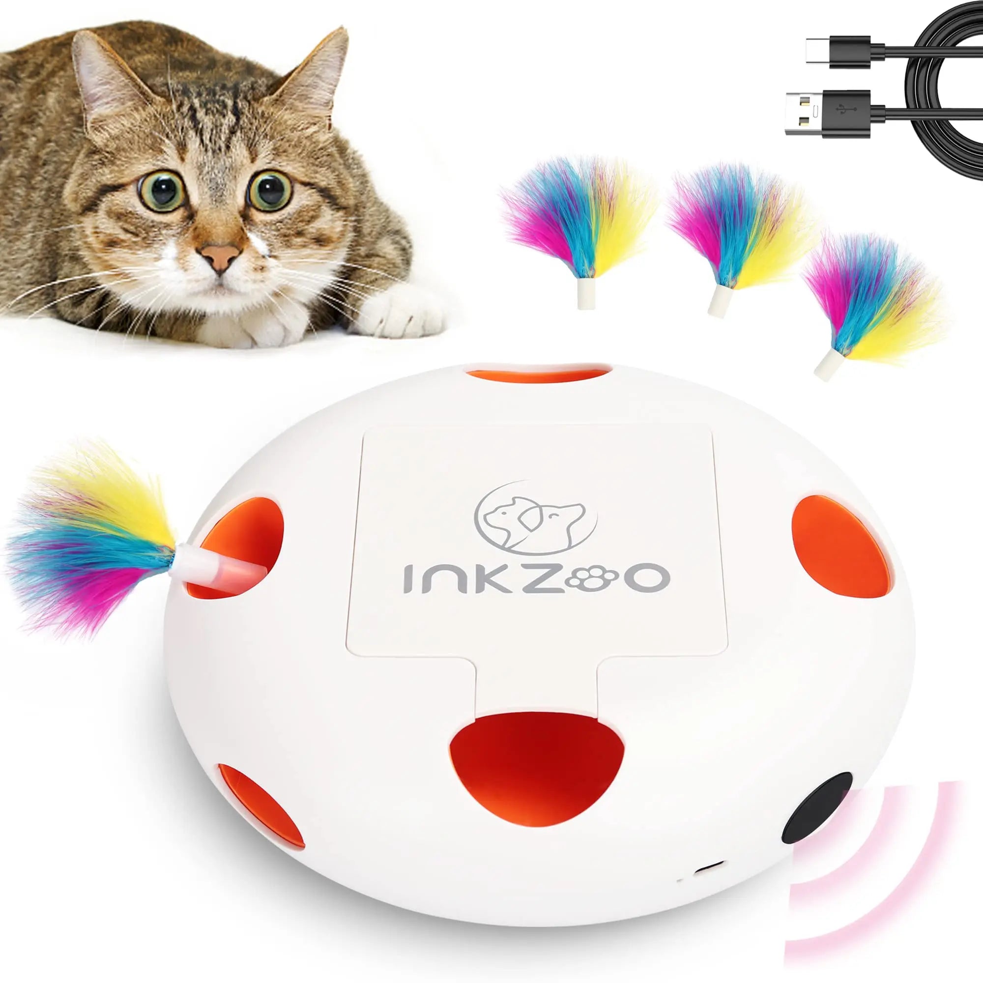 INKZOO 7-Hole Interactive Cat Toy – Automatic Mice Whack-A-Mole for Kittens
