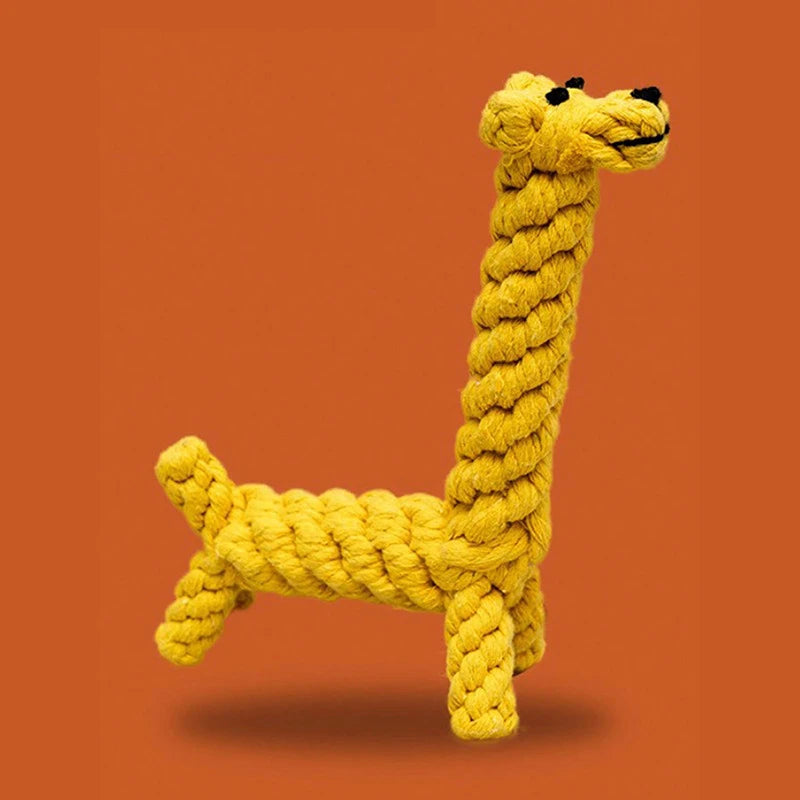 Hand-Woven Cotton Rope Animal Toy – Durable Knot Chew Toy for Small & Medium Dogs