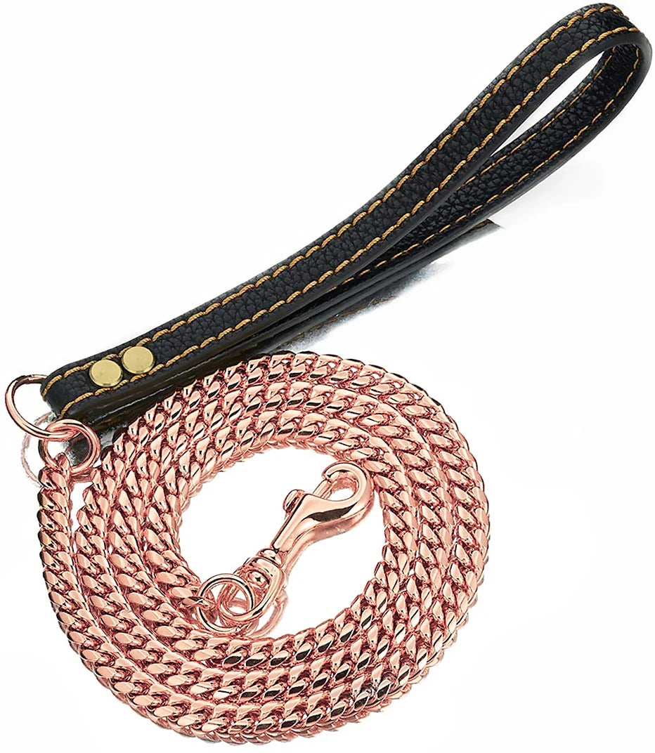 Stainless Steel Cuban Dog Chain Collar – Gold & Silver Training Link Collar