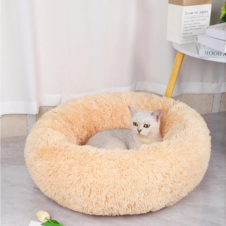 Home Plush Pet Nest – Warm Detachable & Washable Round Cat & Dog Bed