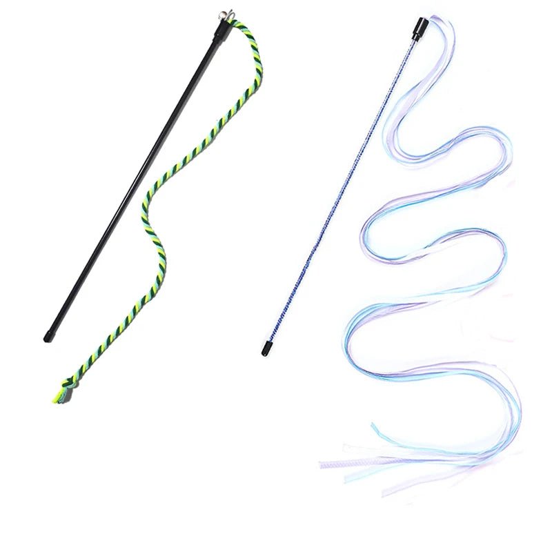 🐾 Cat Toy Interactive Teasing Rod – Rope Chase & Chew Wand for Kittens