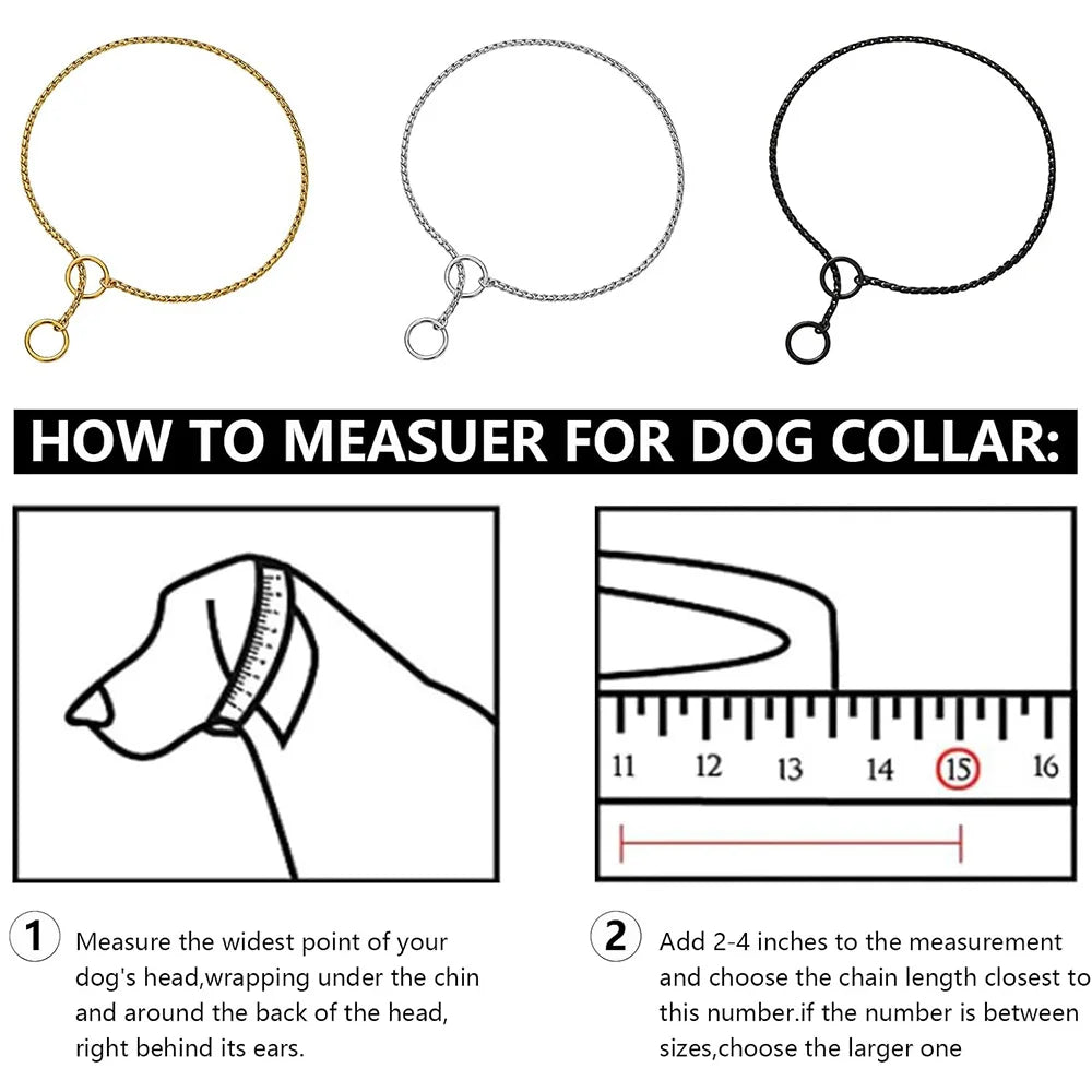 Dog Snake Chain Choke Collar – Metal Slip P Chain for Training & Walking