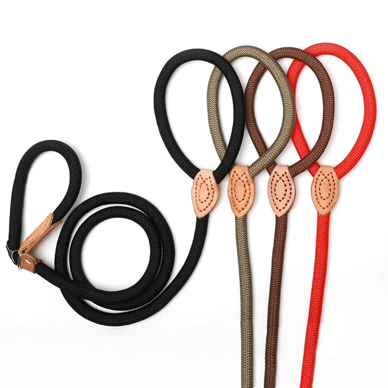 Heavy Duty Slip Rope Dog Leash – Braided Adjustable Training Lead with Loop Collar for Medium & Large Dogs