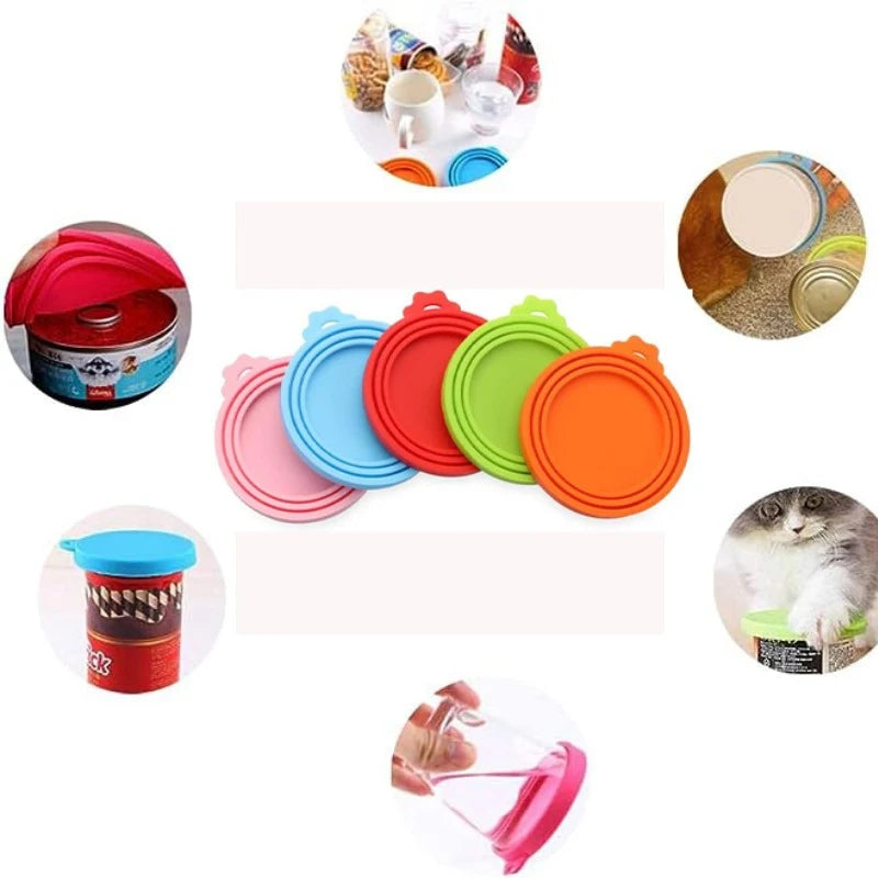 2pcs Reusable Pet Food Can Covers with Spoon – Silicone Lid Seal 🐾🥫