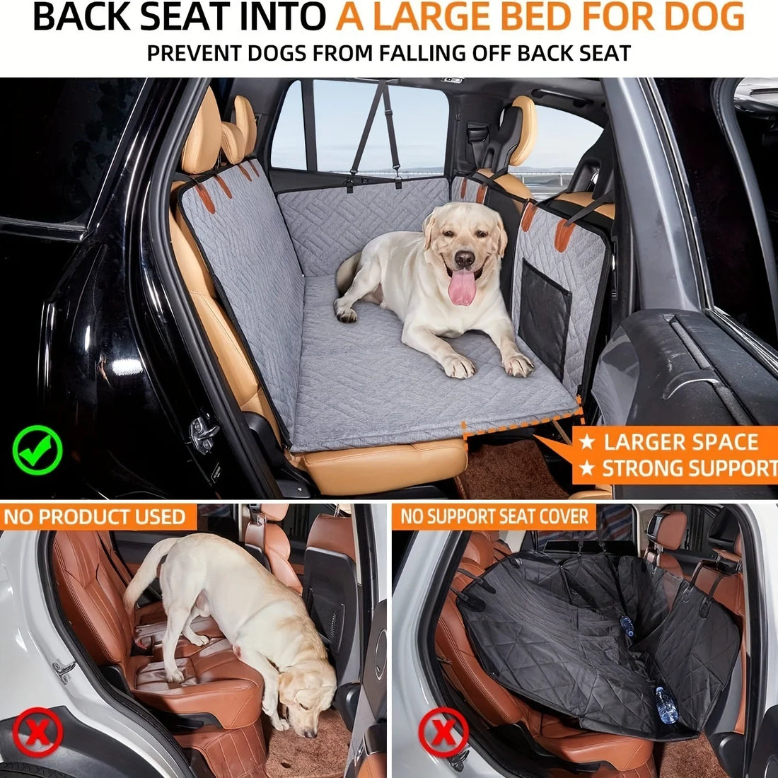 Waterproof Dog Car Seat Cover – Nonslip Hammock-Style Back Seat Protector for Pets