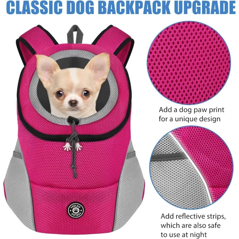 Double Shoulder Pet Carrier Backpack – Portable Mesh Dog Travel Bag for Outdoor Adventures