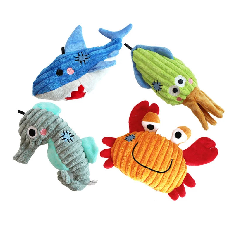Ocean Plush Dog Toys – Soft Squeaky Toys for Puppies & Small Dogs 🐟🐾