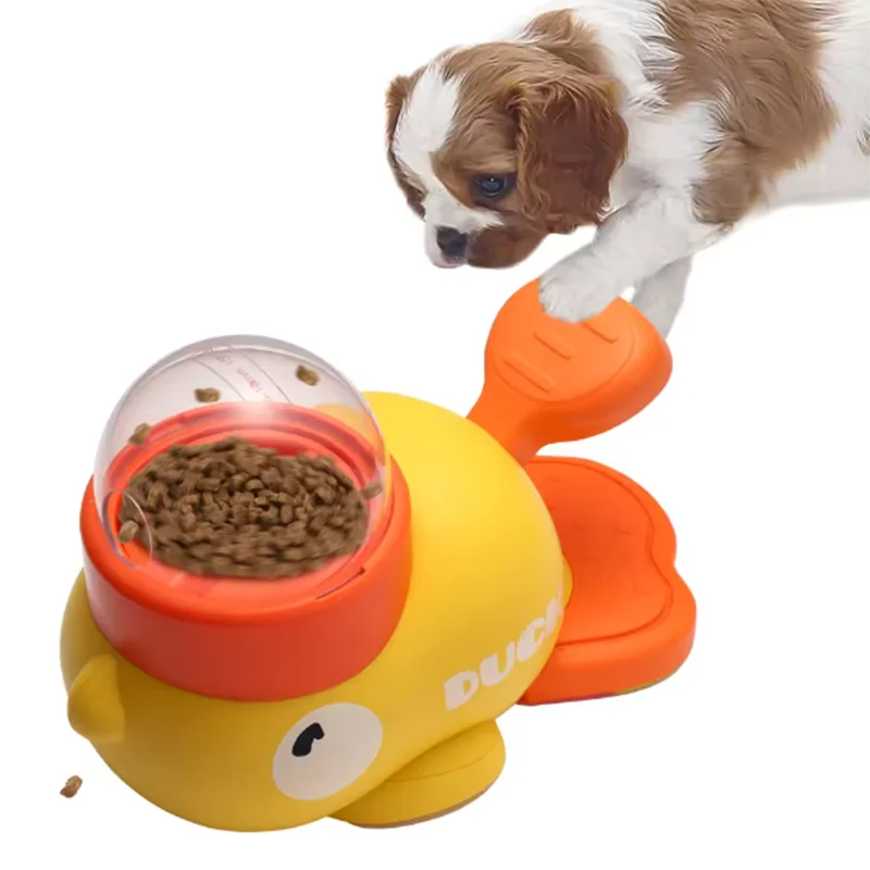 Yellow Duck-Shaped Interactive Treat Dispenser – Slow Feeder & Puzzle Toy for Cats & Dogs