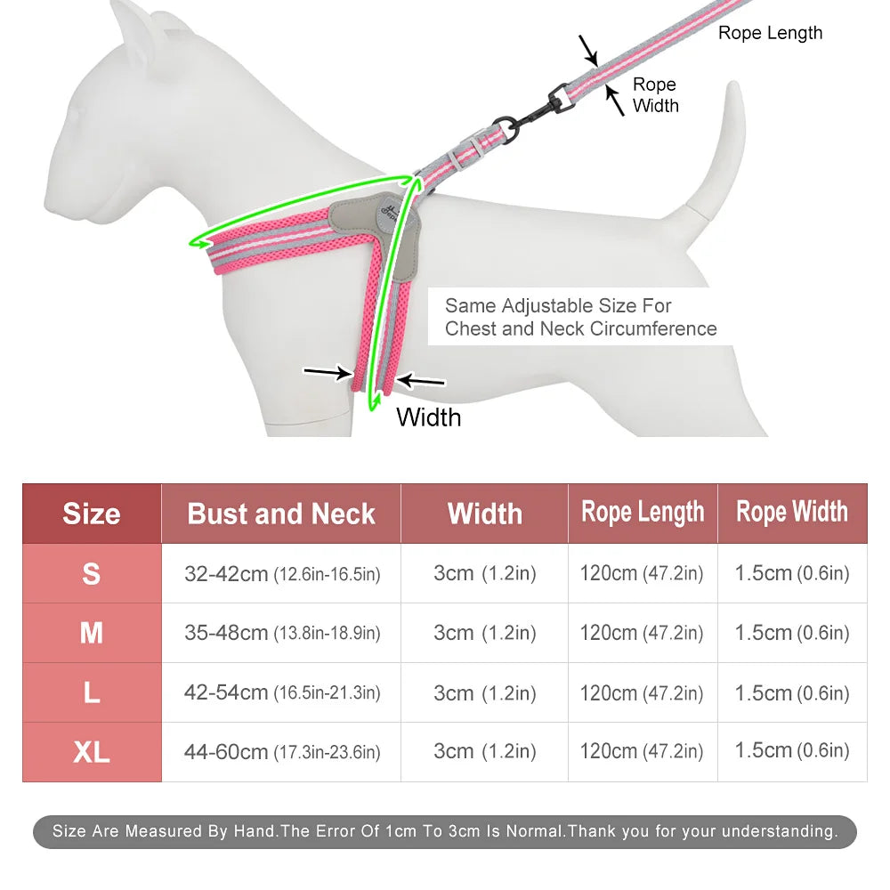 🐾 Vest Style Dog Harness & Leash Set – Adjustable Chest Strap for Small & Medium Dogs