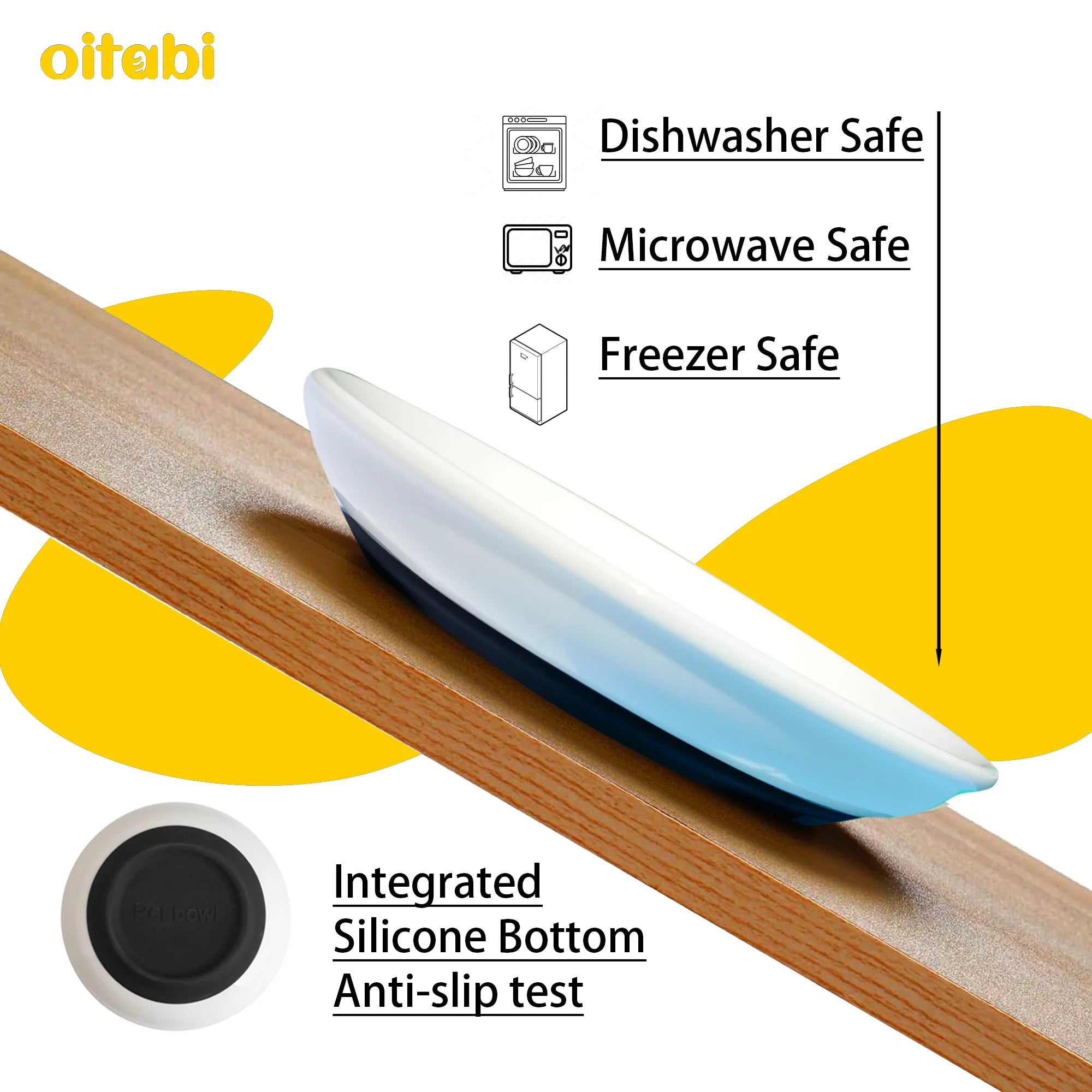 🐾 Oitabi 3PCS No-Spill Cat Bowl Set – Shallow Ceramic Dishes for Cats & Kittens