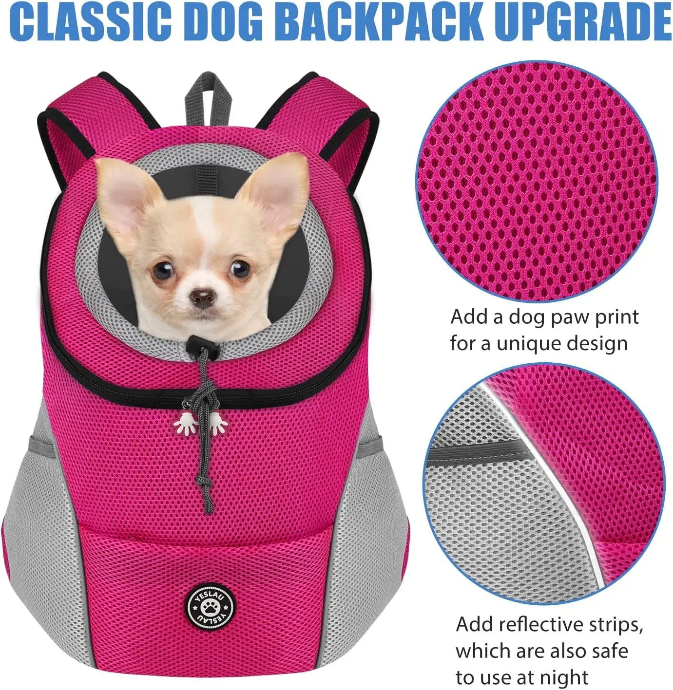 Double Shoulder Pet Carrier Backpack – Portable Mesh Dog Travel Bag for Outdoor Adventures