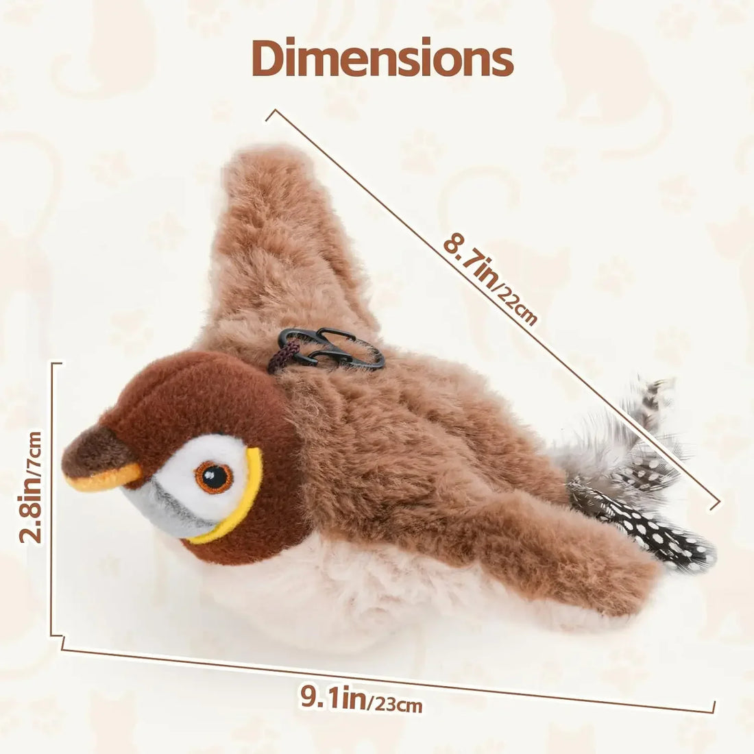 Interactive Chirping & Flapping Bird Cat Toy – Rechargeable Plush with Catnip