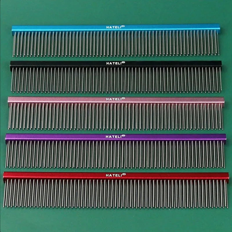 Double Row Dog & Cat Grooming Comb – Stainless Steel Pet Hairbrush for Shedding & Styling