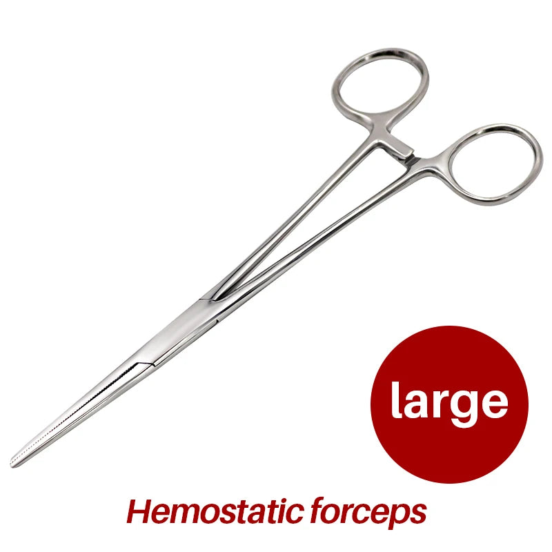 Stainless Steel Hemostatic Clamp Forceps – 18cm/16cm/14cm Straight & Curved Tips Surgical Tools
