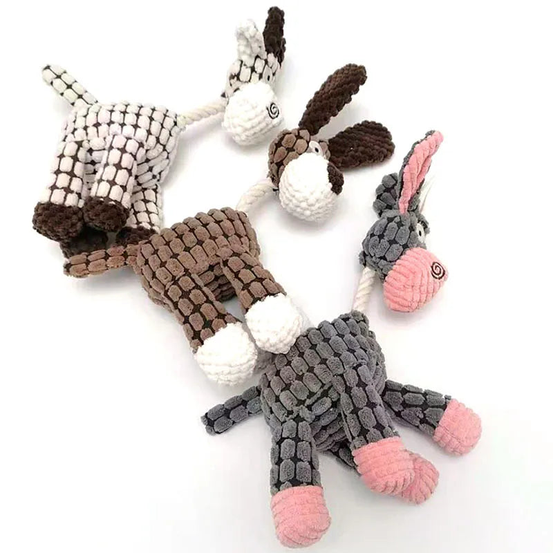 Donkey Plush Squeaky Dog Toy – Corduroy Chew & Training Toy for Puppies