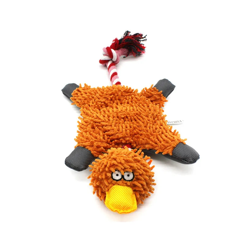 Duck Plush Dog Toy with Rope – Squeaky Training Chew for Small & Medium Dogs 🦆🐾
