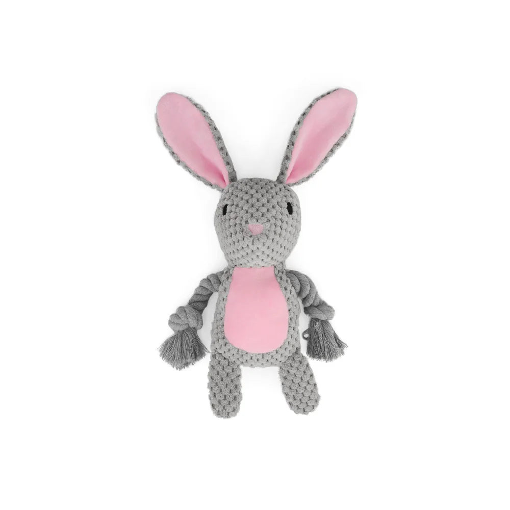 Animal Rope Plush Dog Toy – Rabbit & Monkey Squeaky Chew 🐾🧸