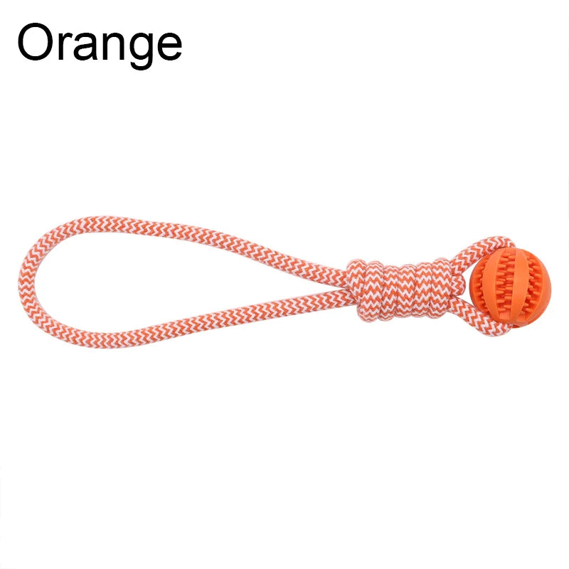 Pet Tooth Cleaning Rubber Ball Toy with Rope – Leaking Treat Chew Toy for Small & Large Dogs