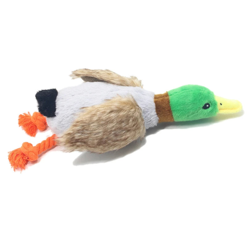 Plush Duck Squeaky Dog Toy – Chew Rope Toy for Teeth Cleaning & Play