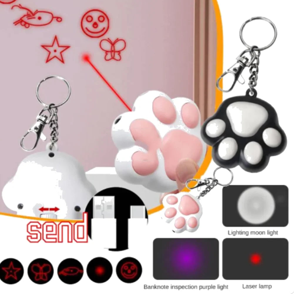 USB Rechargeable LED Laser Cat Toy – Interactive Pattern Light for Kitten Training & Play
