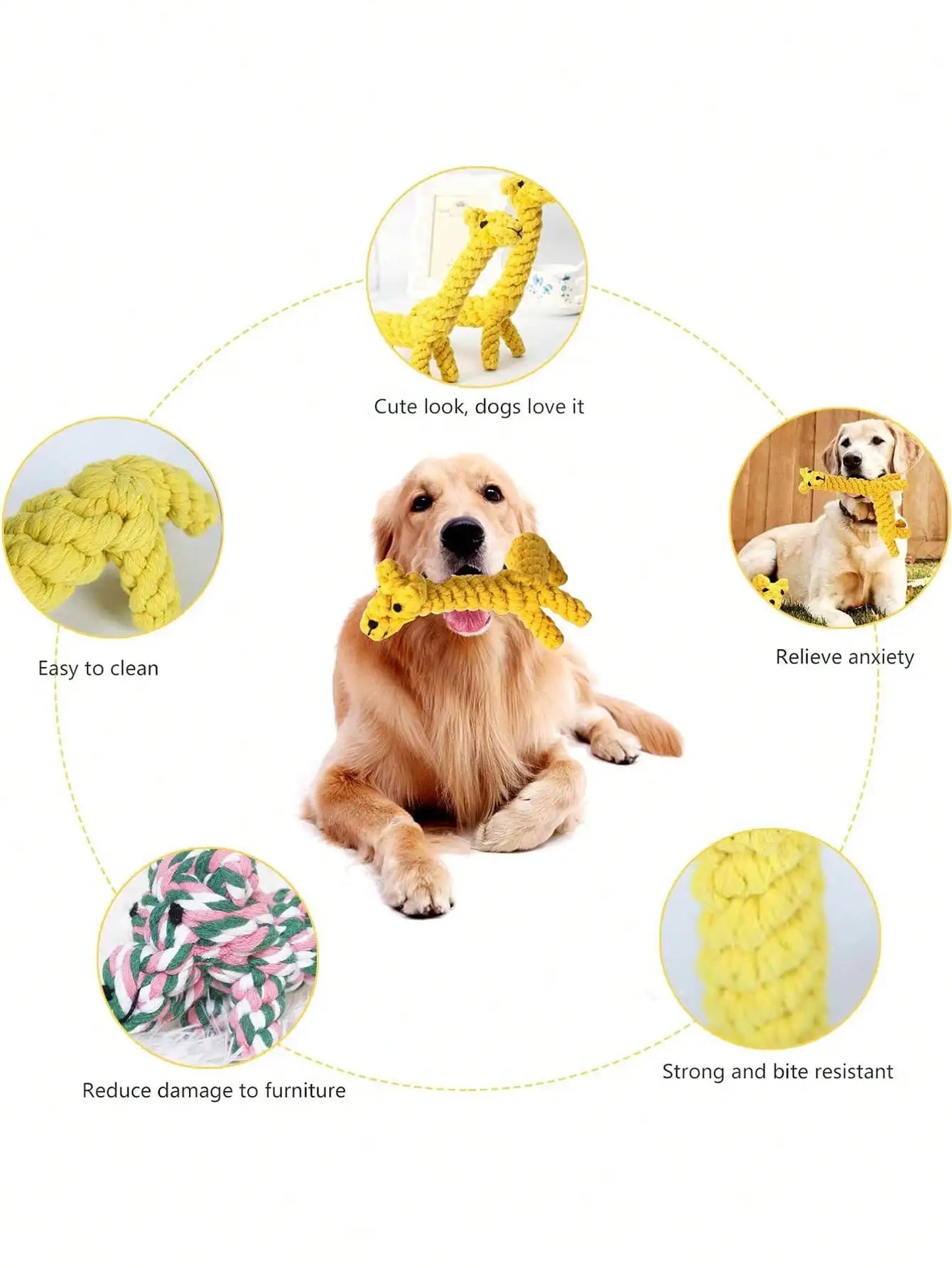 Hand-Woven Cotton Rope Animal Toy – Durable Knot Chew Toy for Small & Medium Dogs